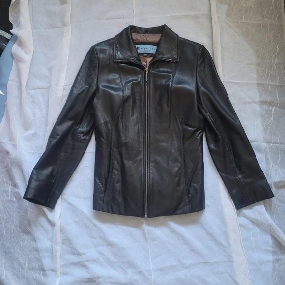 Vintage 90s Black Leather jacket by kenneth cole - Picture 2 of 5